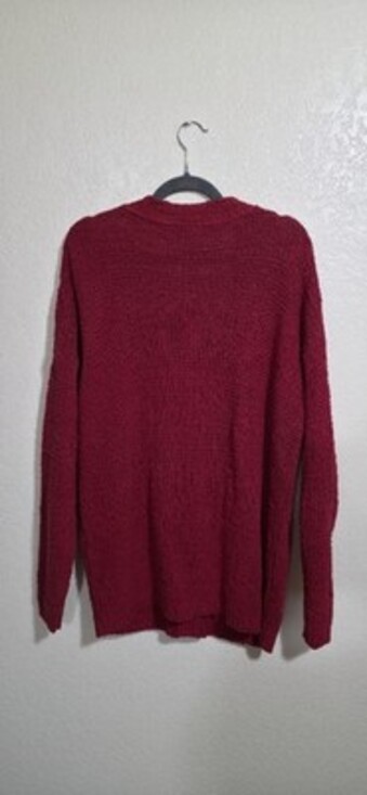 Vintage Knit 100% Cotton Red Cardigan Sweater | 90s Vibe Button Down Long Sleeve - Picture 5 of 11